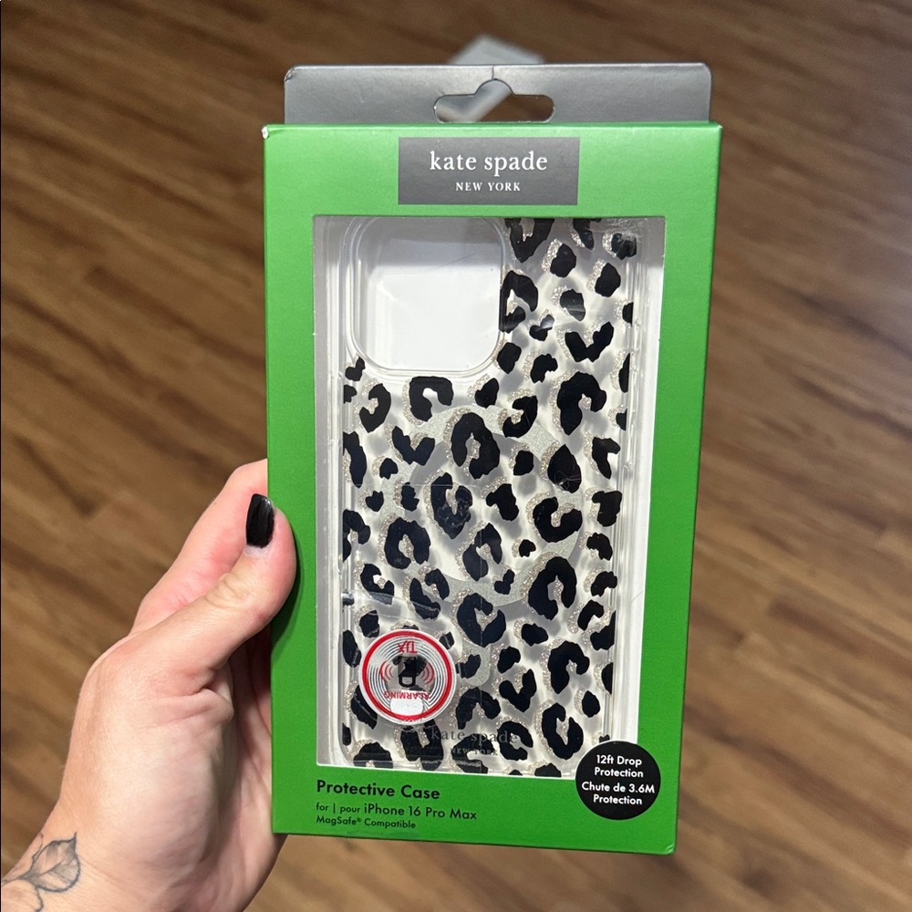 Kate Spade Black and White Leopard Case for iPhone 16 Pro Max